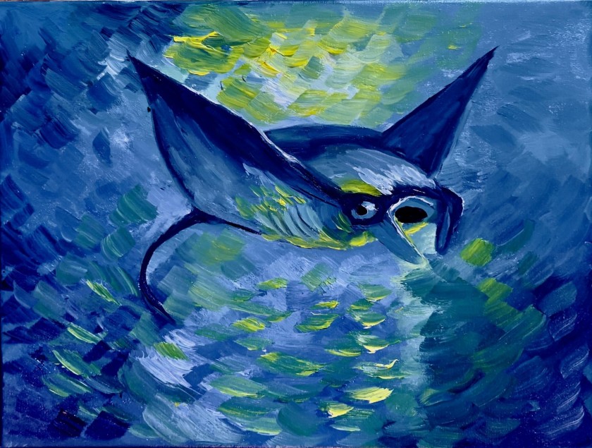 Танец ската в лунной воде - Аукцион на BeMyPaint