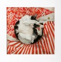 Котик на красном одеяле - Аукцион на BeMyPaint