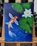 Рыбка кои и водяная лилия. - Аукцион на BeMyPaint
