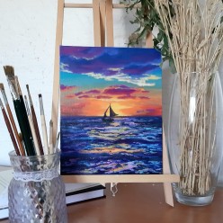 Закат на Боракае. Акрил и масляная пастель 20х25см alina.kartina - Художники