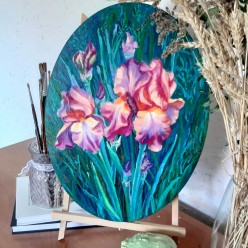 Королевские ирисы. Акрил и масляная пастель 30х40см alina.kartina - Художники