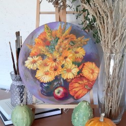 Уютная осень. Акрил и масляная пастель на холсте 30см alina.kartina - Художники