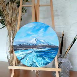 Картина акрилом Вулкан Богдан Хмельницкий, акрил холст 24см. alina.kartina - Художники