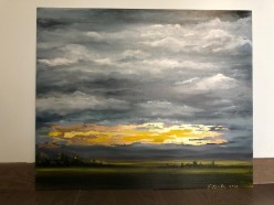 Закат. Холст на картоне (60х50). Масло, поталь. По мотивам картин A.Dattilio. Елена Попова - Художники