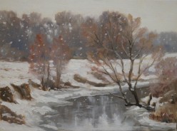 "Замерзающая речка." Холст*масло 30*40 см 2018 г. Валерий Федоров - Художники