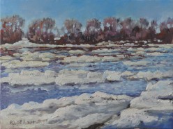 "Ледоход на Оке." холст, масло 30*40 см 2018 г. Валерий Федоров - Художники