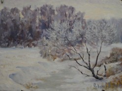 "Вожа зимой. Иней." картон, масло 30*40 см 2018 г Валерий Федоров - Художники