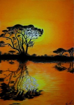 "ЗАКАТ" выполнено цветными карандашами Нина Валко - Художники